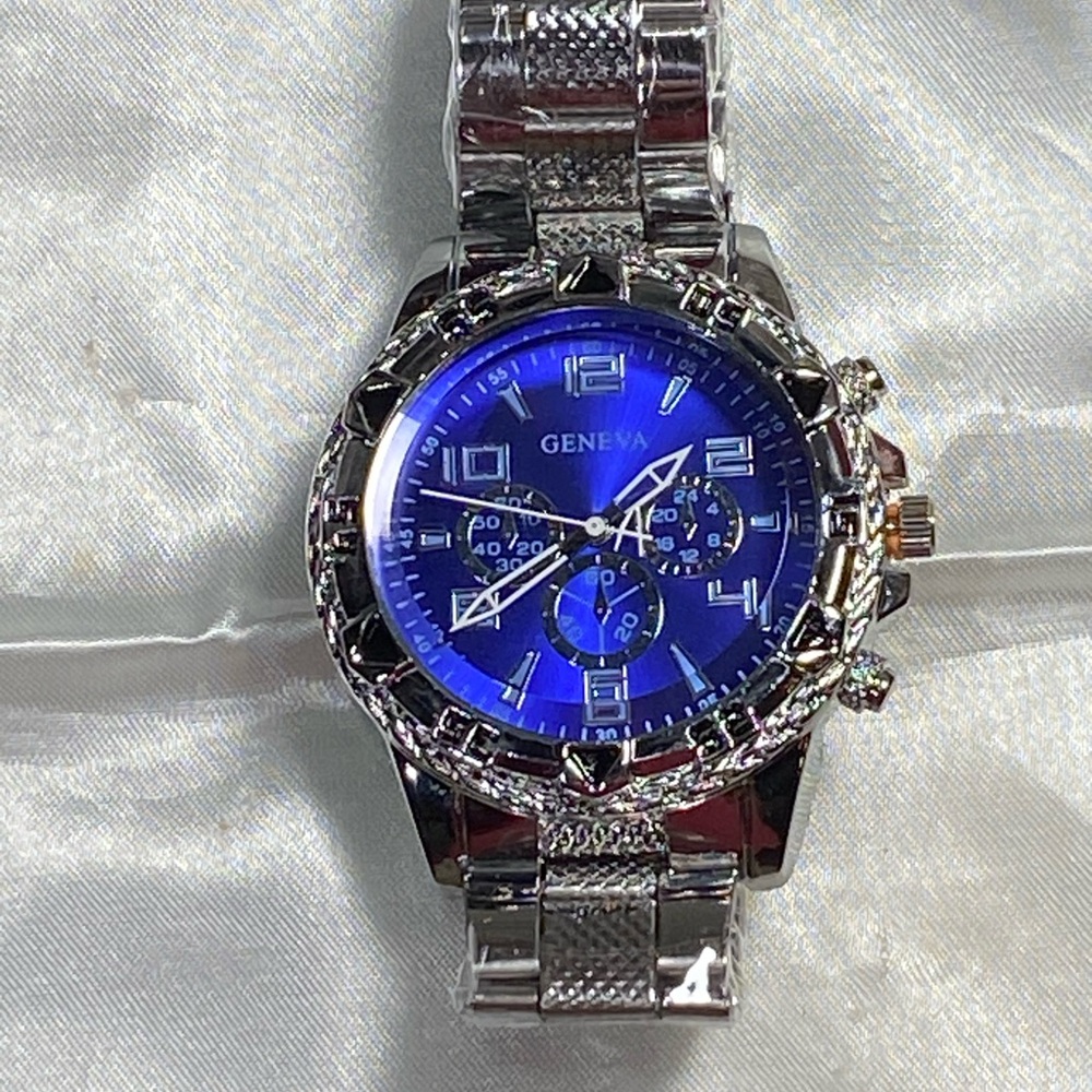 Geneva Silver style.  Watch with Textured Band $20 each or 2 for $30
